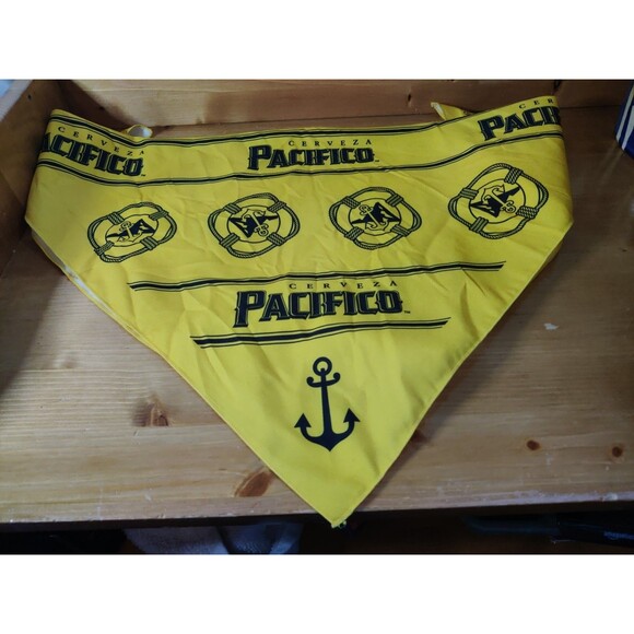 CERVEZA PACIFICO Mexican Beer Bandana Cinco De Mayo Yellow Black 22" Square - Picture 1 of 6